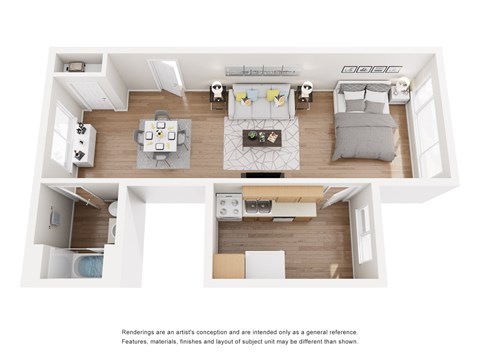 Floor plan for studio, 1 bath, 433 sqft